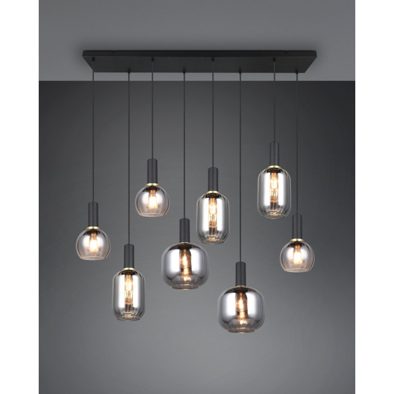 Lampa wisząca Trio Diva VIII - szkło chrom / czarny mat | Kup online