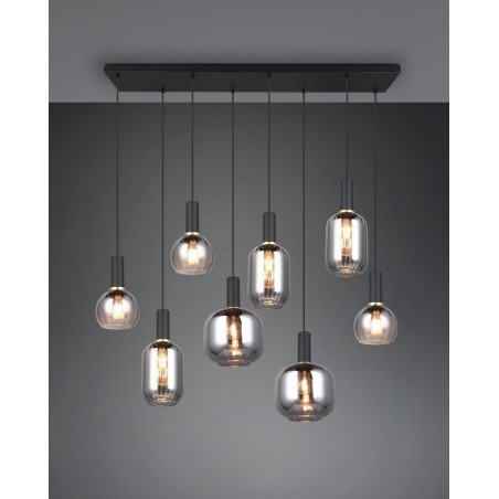Lampa wisząca Trio Diva VIII - szkło chrom / czarny mat | Kup online