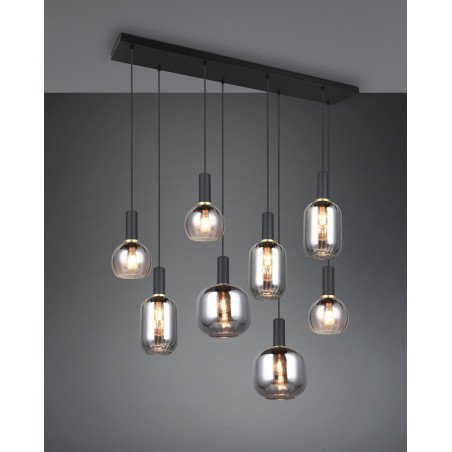 Lampa wisząca Trio Diva VIII - szkło chrom / czarny mat | Kup online
