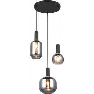 Lampa wisząca Trio Diva III | Szklana, Chrom / Czarny Mat
