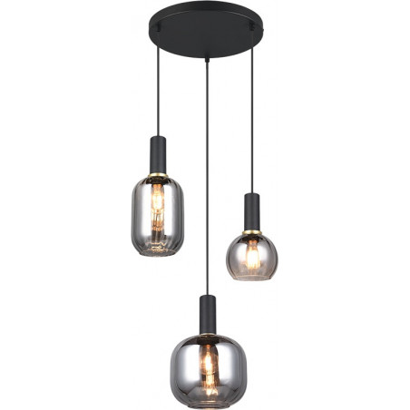 Lampa wisząca Trio Diva III | Szklana, Chrom / Czarny Mat