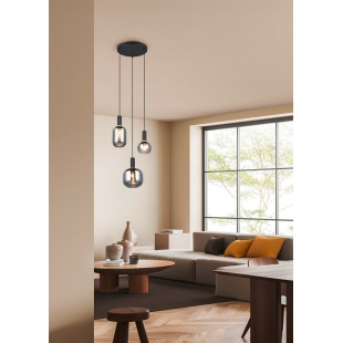 Lampa wisząca Trio Diva III | Szklana, Chrom / Czarny Mat