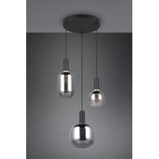 Lampa wisząca Trio Diva III | Szklana, Chrom / Czarny Mat