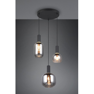 Lampa wisząca Trio Diva III | Szklana, Chrom / Czarny Mat