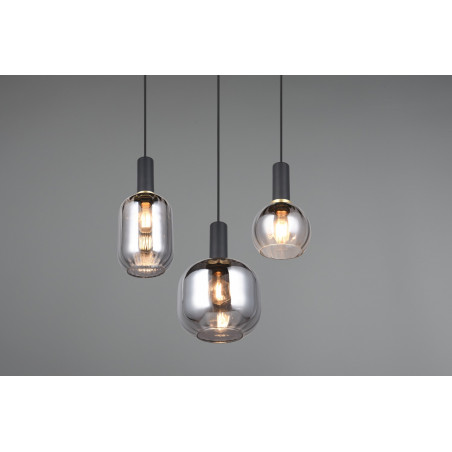 Lampa wisząca Trio Diva III | Szklana, Chrom / Czarny Mat