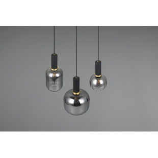 Lampa wisząca Trio Diva III | Szklana, Chrom / Czarny Mat