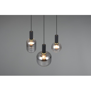 Lampa wisząca Trio Diva III | Szklana, Chrom / Czarny Mat
