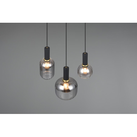 Lampa wisząca Trio Diva III | Szklana, Chrom / Czarny Mat
