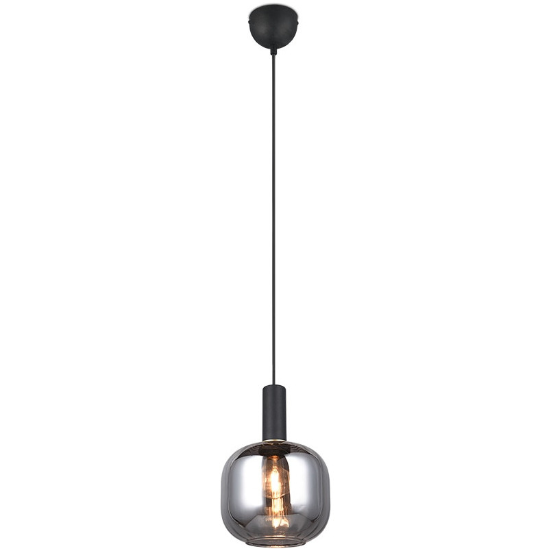 Lampa wisząca Trio Diva: Szklany klosz, chrom, czarny mat - Kup online