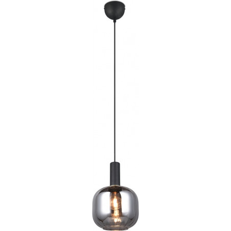 Lampa wisząca Trio Diva: Szklany klosz, chrom, czarny mat - Kup online