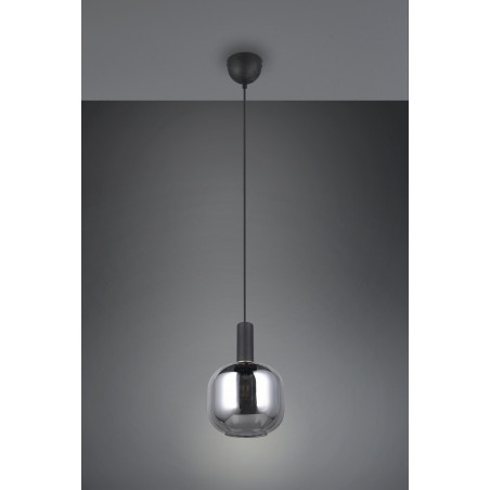 Lampa wisząca Trio Diva: Szklany klosz, chrom, czarny mat - Kup online