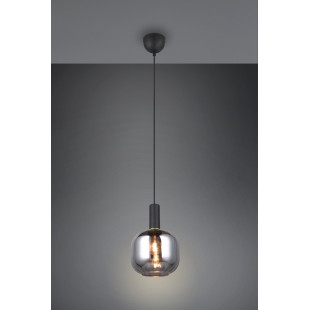 Lampa wisząca Trio Diva: Szklany klosz, chrom, czarny mat - Kup online