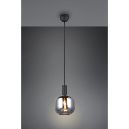 Lampa wisząca Trio Diva: Szklany klosz, chrom, czarny mat - Kup online