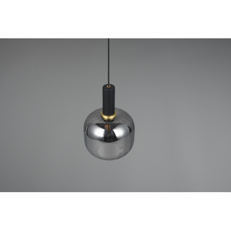 Lampa wisząca Trio Diva: Szklany klosz, chrom, czarny mat - Kup online