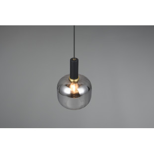 Lampa wisząca Trio Diva: Szklany klosz, chrom, czarny mat - Kup online