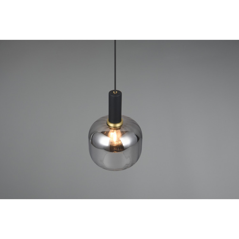 Lampa wisząca Trio Diva: Szklany klosz, chrom, czarny mat - Kup online