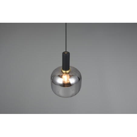 Lampa wisząca Trio Diva: Szklany klosz, chrom, czarny mat - Kup online