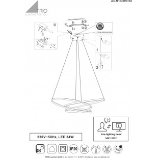Lampa Wisząca LED Darvin Trio | Nowoczesna, Biała, Regulacja Światła