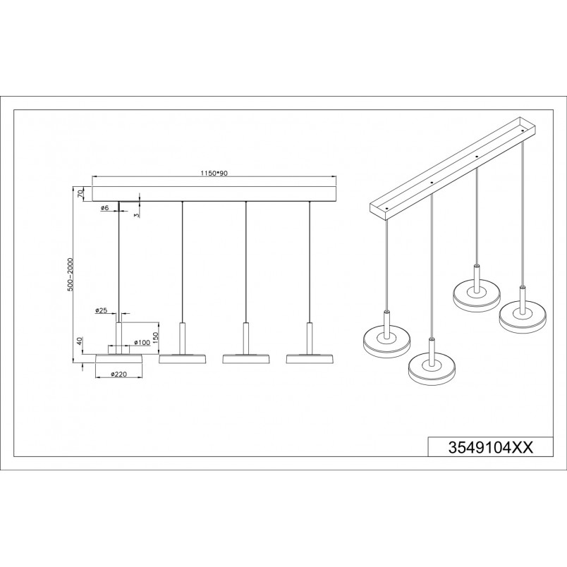 Lampa wisząca Celeste LED Trio - Nowoczesny design, 115cm