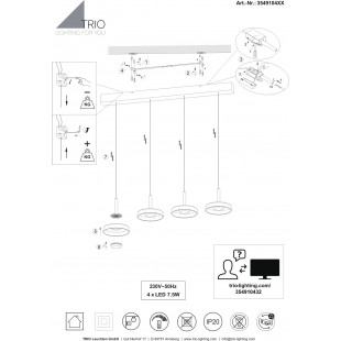 Lampa wisząca Celeste LED Trio - Nowoczesny design, 115cm