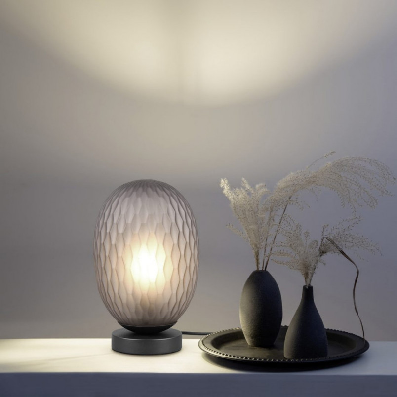Lampa stołowa Facette Trio - Szklany klosz, szara | Sklep z lampami