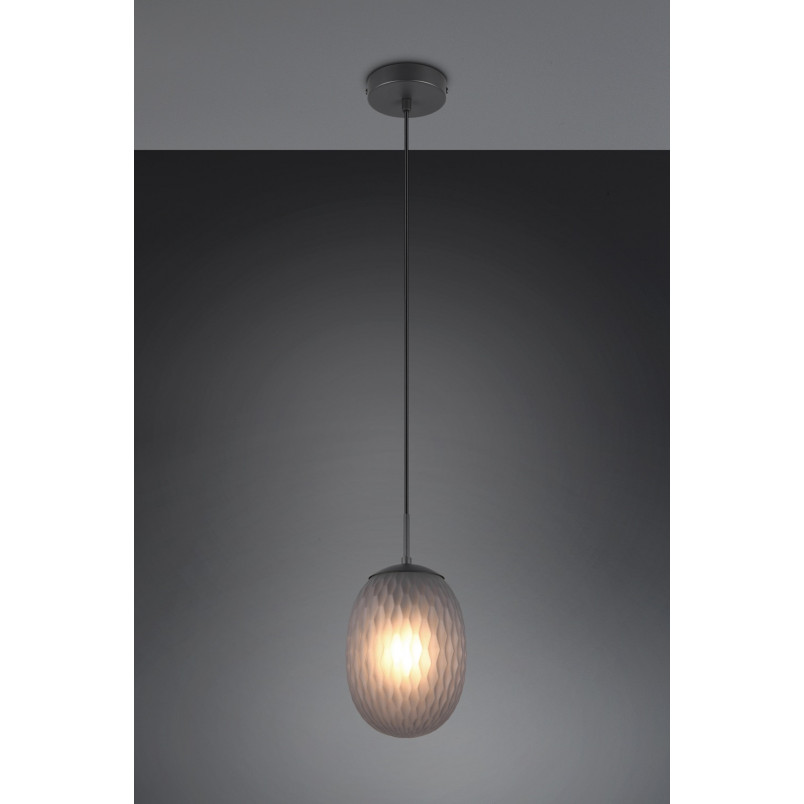 Lampa wisząca Facette Trio | Szklany klosz, dymiona, E27