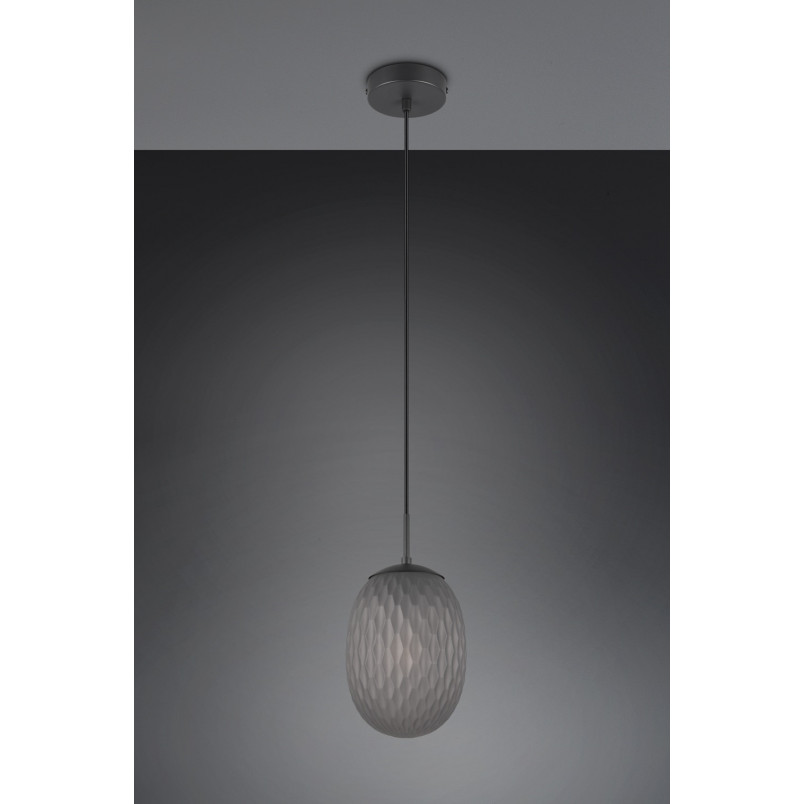 Lampa wisząca Facette Trio | Szklany klosz, dymiona, E27