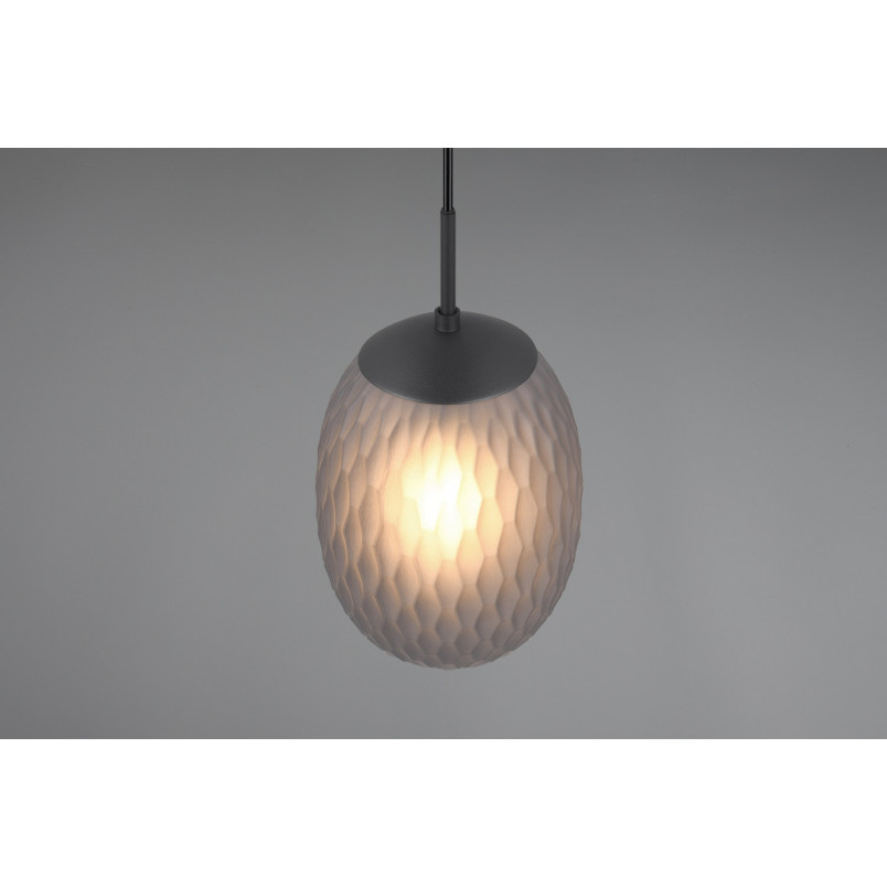 Lampa wisząca Facette Trio | Szklany klosz, dymiona, E27