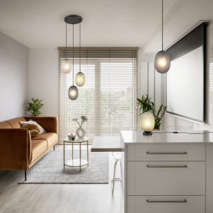 Lampa wisząca Facette Trio | Szklany klosz, dymiona, E27