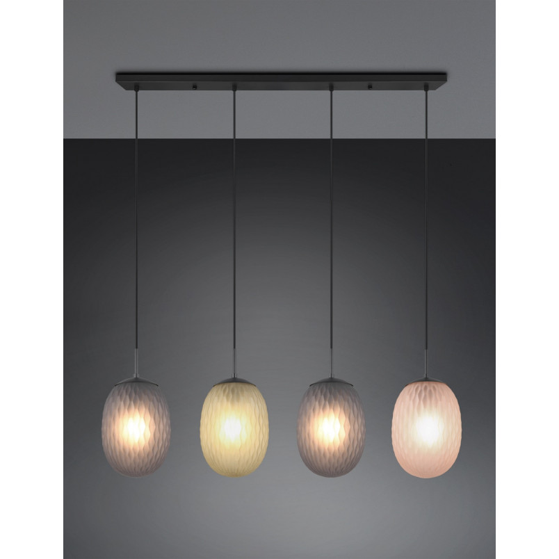 Lampa wisząca Facette IV Trio | Szklana, kolorowa, 117cm