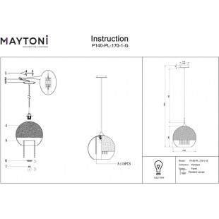 Lampa wisząca szklana złota Maytoni Fermi 30cm | Sklep z lampami