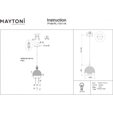 Lampa Wisząca Glamour Maytoni Fermi | Chrom, Szkło | Kup Teraz!