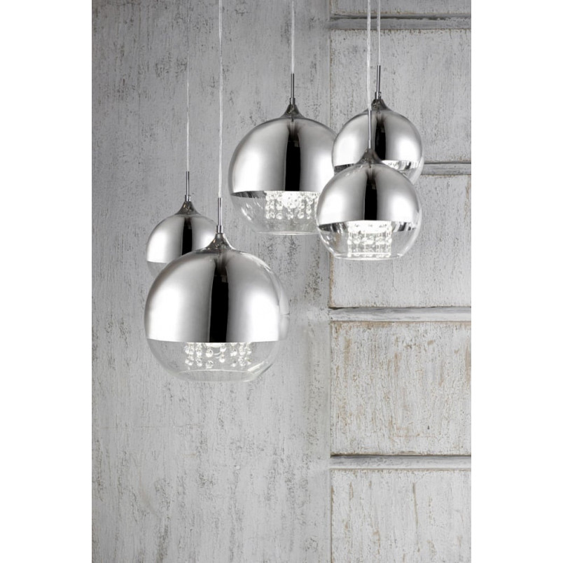 Lampa wisząca Maytoni Fermi: Szklany glamour z kryształkami | 30cm