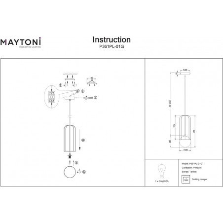 Lampa wisząca Telford - Szkło, Biało-Złota | Maytoni