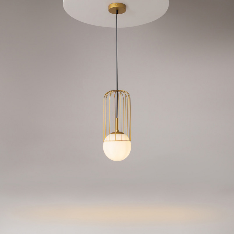 Lampa wisząca Telford Maytoni | Biało-złota kula | Sklep z lampami