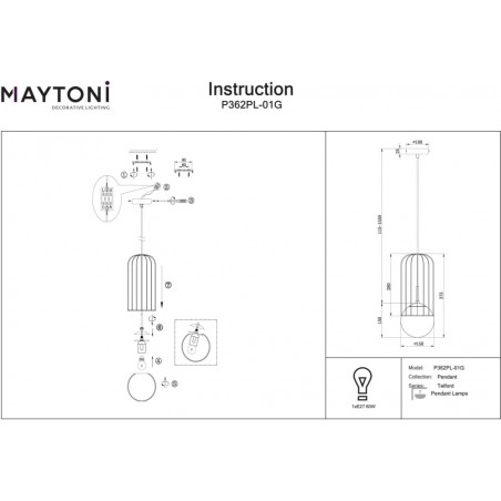 Lampa wisząca Telford Maytoni | Biało-złota kula | Sklep z lampami