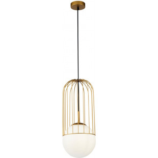 Lampa wisząca Telford Maytoni: Błyszcząca kula, złoto i szkło