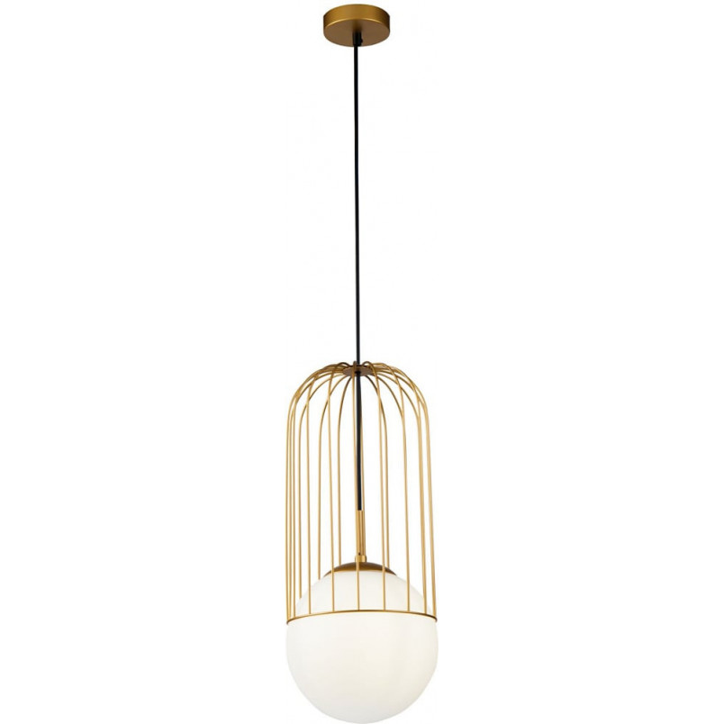 Lampa wisząca Telford Maytoni: Błyszcząca kula, złoto i szkło