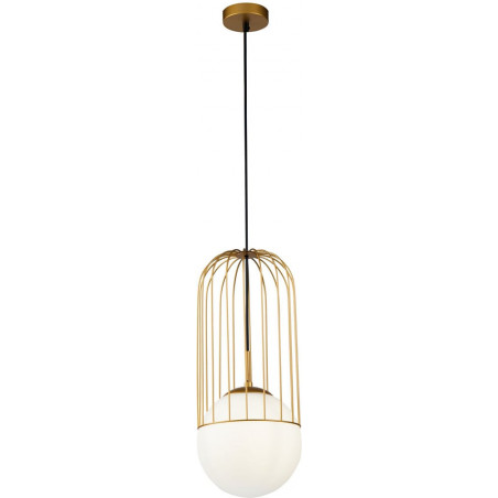 Lampa wisząca Telford Maytoni: Błyszcząca kula, złoto i szkło