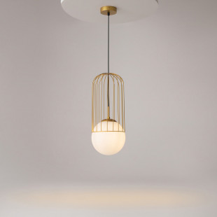 Lampa wisząca Telford Maytoni: Błyszcząca kula, złoto i szkło