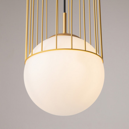 Lampa wisząca Telford Maytoni: Błyszcząca kula, złoto i szkło