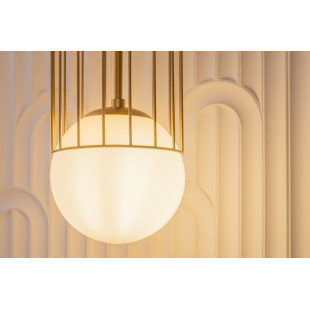 Lampa wisząca Telford Maytoni: Błyszcząca kula, złoto i szkło