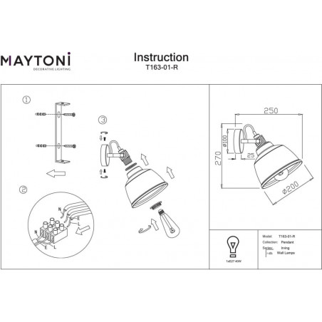 Kinkiet Loft Irving Maytoni - Szklany, Bursztynowy | Sklep Lamp