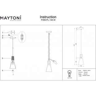 Lampa Wisząca Skandynawska Stożek Biała Maytoni | E27