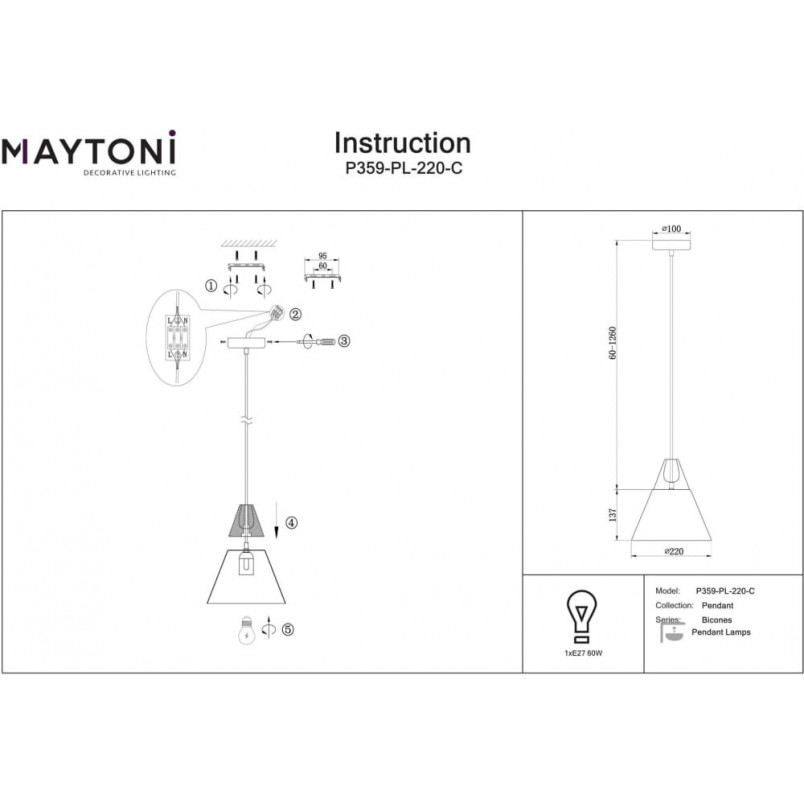 Lampa Wisząca Skandynawska Maytoni | Szara, Drewno, E27 - Kup Teraz!