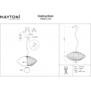 Lampa wisząca Plec Maytoni | Złota, szklana, E27 - Kup teraz!