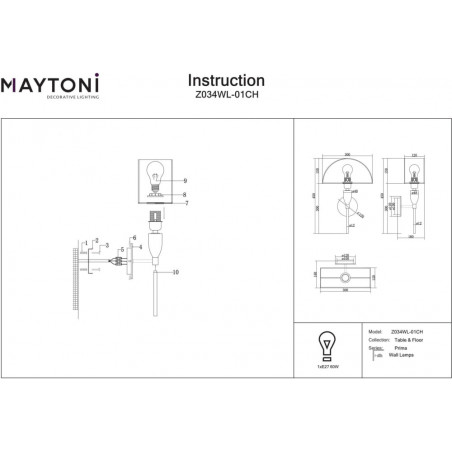 Kinkiet Hampton Prima biały/chrom Maytoni - Elegancki design