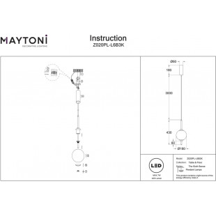 Lampa wisząca Maytoni The Sixth Sense | Kula szklana, biały/czarny