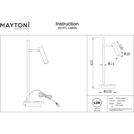 Lampa biurkowa LED Estudo Maytoni | Minimalistyczny design