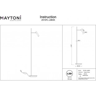 Lampa podłogowa Estudo LED czarna - Maytoni | Minimalistyczny design